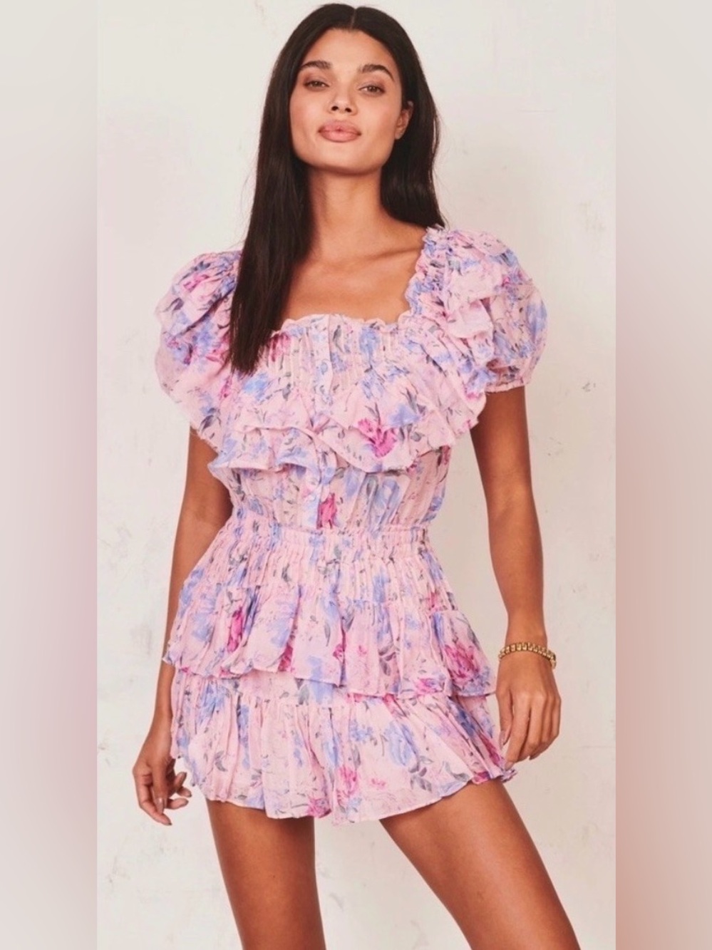 LoveShackFancy Fatima Floral Print Mini Dress Size XS